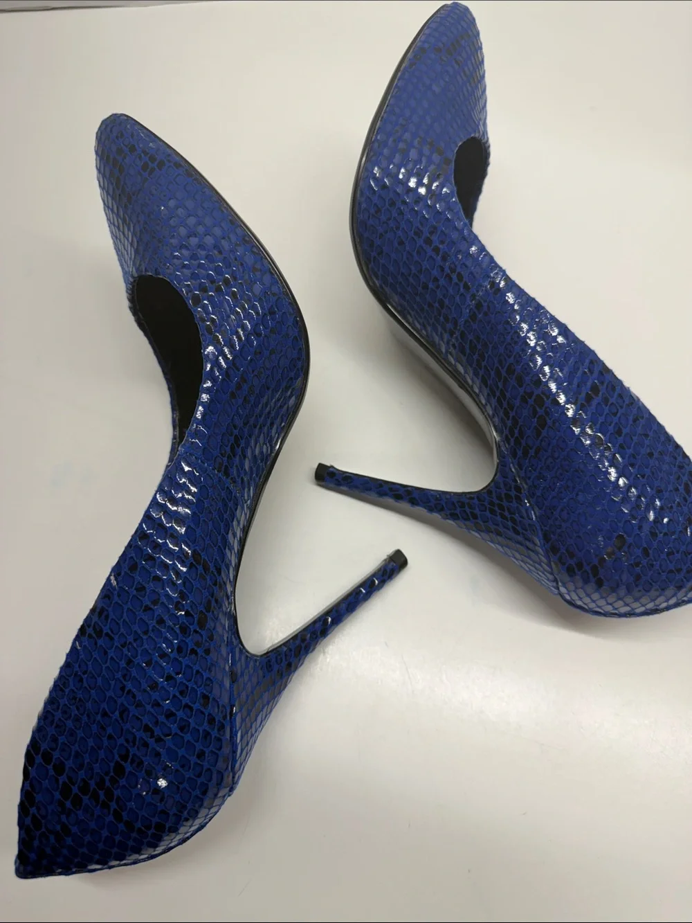 Steve Madden Galery Heels High Heel Shoes Faux Snake Skin Leather Blue Size 11